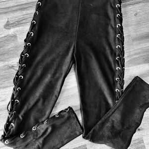 Wild Honey Black Lace-Up Pants